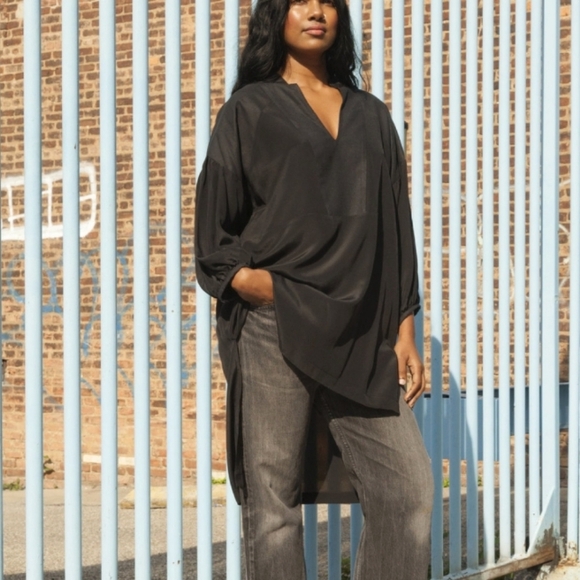 House Dress NY Stedelen Patchwork Tunic Silk Black Free Size